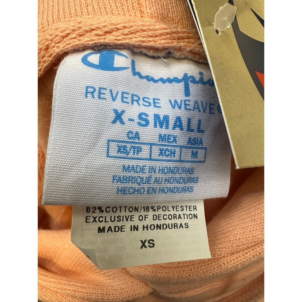 NWT Champion Reverse Weave Cropped Cut Off Hoodie Sweatshirt Peach XS Oversized - Picture 6 of 9